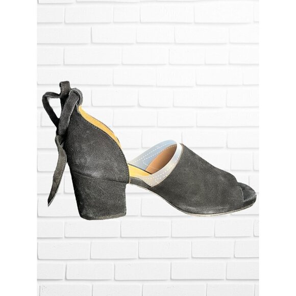 Fly London Women's Size 38 D'Orsay Block Heels Black Suede‎ Ankle Lace Tie Up - Picture 4 of 12